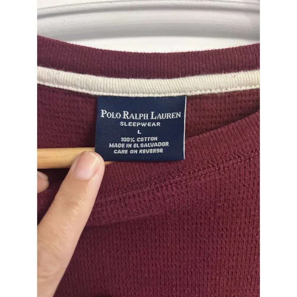 Ralph Lauren Men's Large Red Long Sleeve Shirt 100% Cotton, Excellent Condition